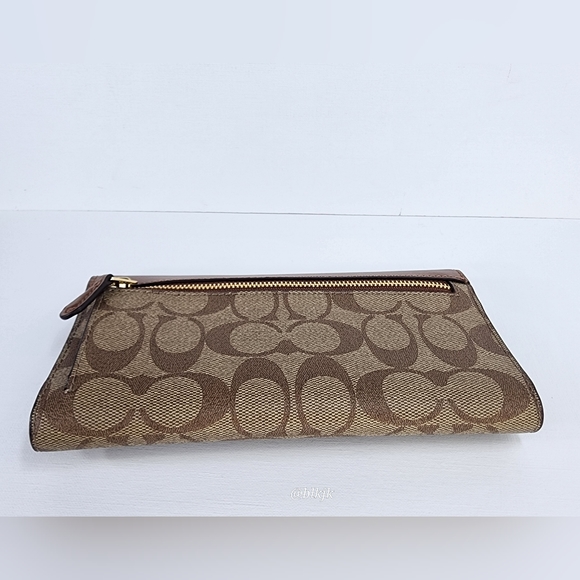 Coach Signature Smooth Leather And Coated Canvas Tri Fold Wallet NWOT *Brown* - Picture 5 of 15